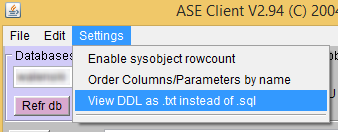 ASEClient DDL button